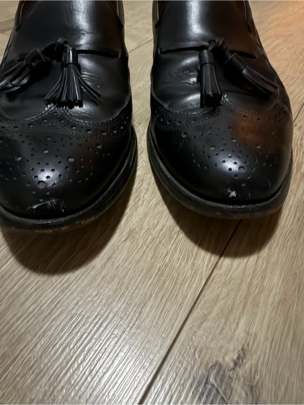 Allen Edmonds Manchester Black Leather Tassel Wingtip Loafers Size 10.5 D 8507